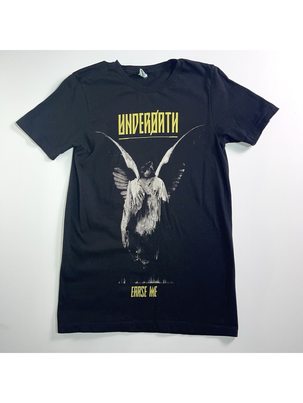 Underdath Erase Me Graphic T-Shirt Black Angel Wings Mens Small Cotton Tee